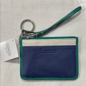 Coach Blue and Green Key & Card Holder